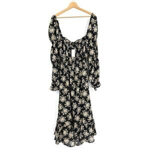 NEW ASTR The Label Black Cream Floral Maxi Dress Sz M